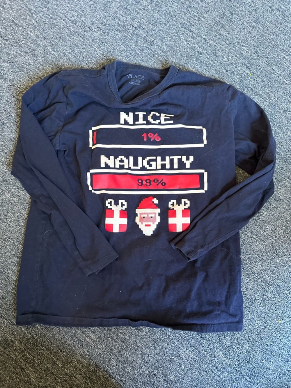 Place Navy Graphic Tee with White and Red Accents